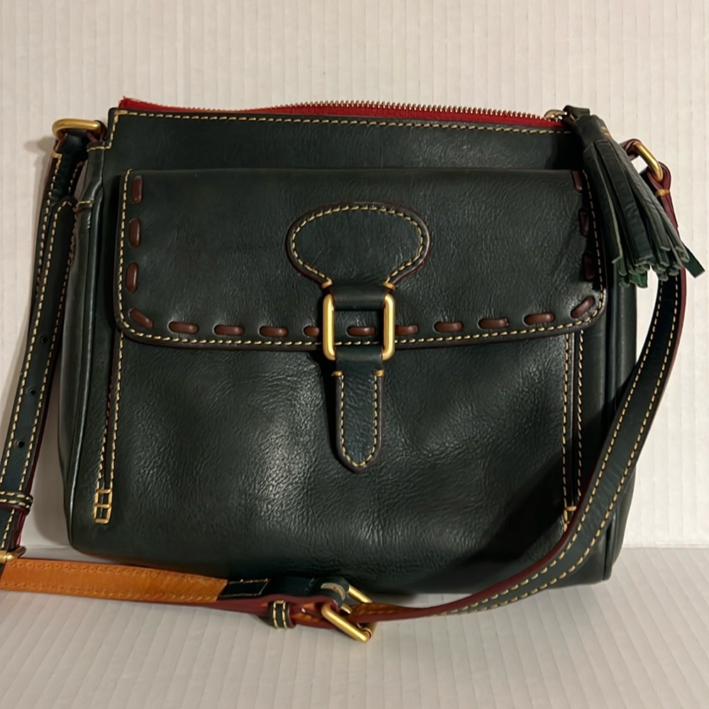 Dooney & Bourke Flap Pocket Green Florentine Crossbody Shoulder Bag